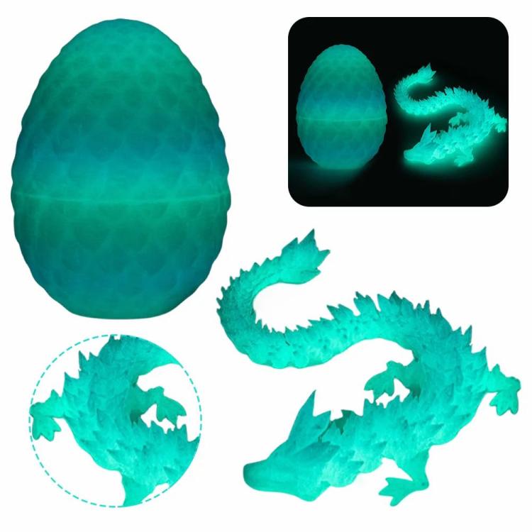 30cm 3D Printed Dragon in 13cm Egg Fidget Toys for Ages 6+ (Luminous Color)  |  3D Dragon Egg