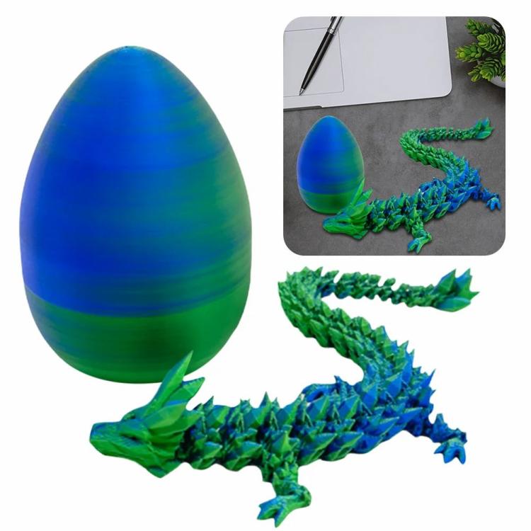 3D Printed Dragon in Egg Chinese Dragon Figurine for Kids Ages 6+ (Laser Green)  |  3D Dragon Egg