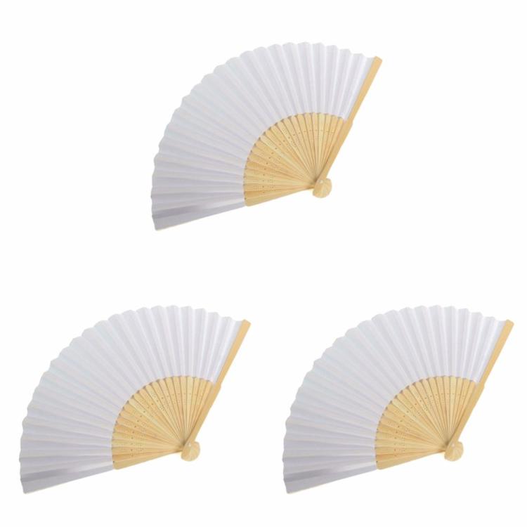 Blank White DIY Paper Bamboo Folding Fan for Hand Practice Calligraphy Drawing  |  Decorations