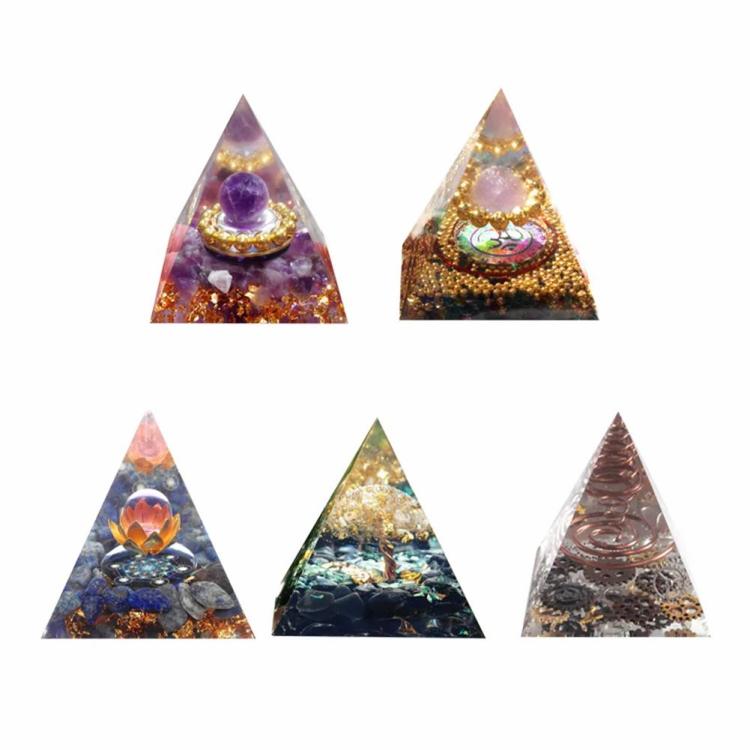 Crystals Epoxy Resin Pyramid Energy Generator Healing Ornaments  |  Pyramid Crystal Ornaments