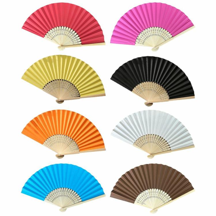 Hand Fan Pocket Folding Fan Solid Color Bamboo Paper Fan Guest Fans for Wedding  |  Decorations