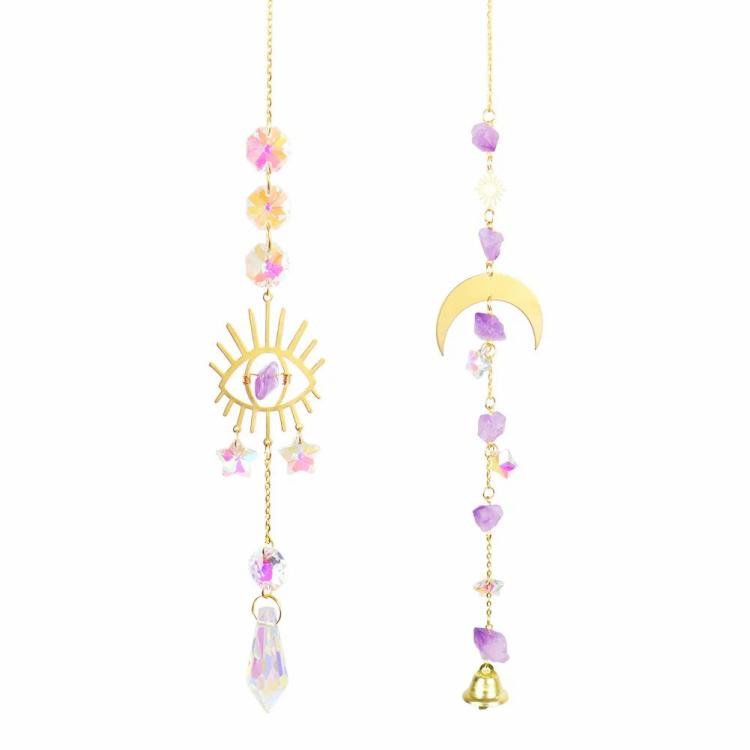 Hanging Crystal Star Eye Window Car Prism Moon Bell Pendants  |  Crystal Suncatcher