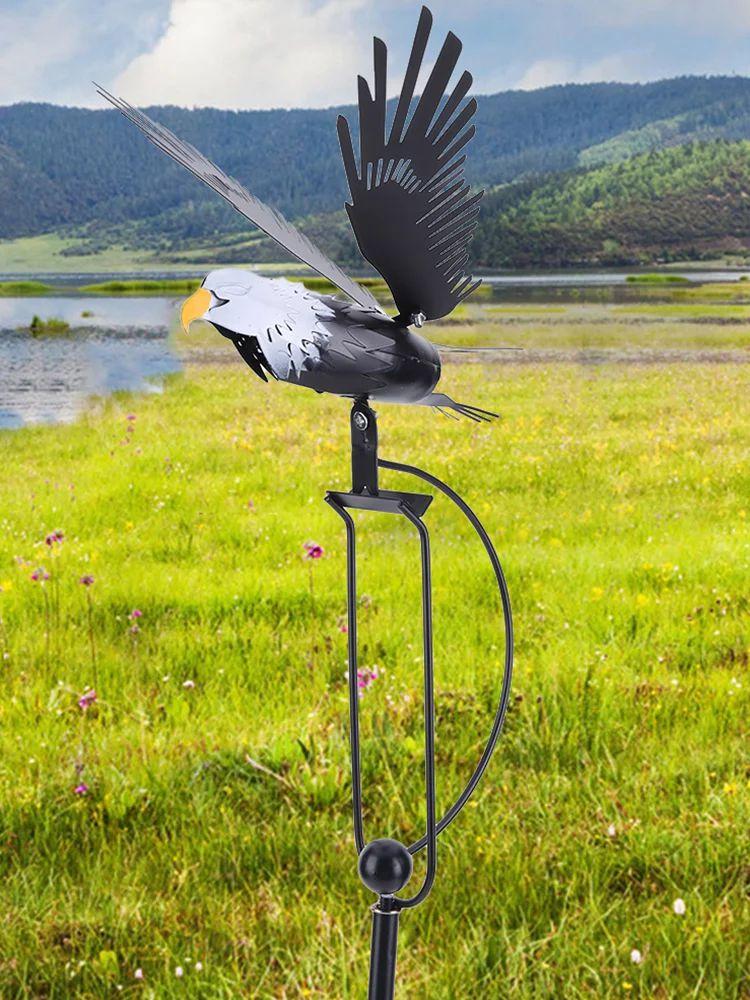 Iron Eagle Wind Spinners Lawn Ornaments Decor Stake Eagle Windmill Garden Art  |  Iron Ornaments