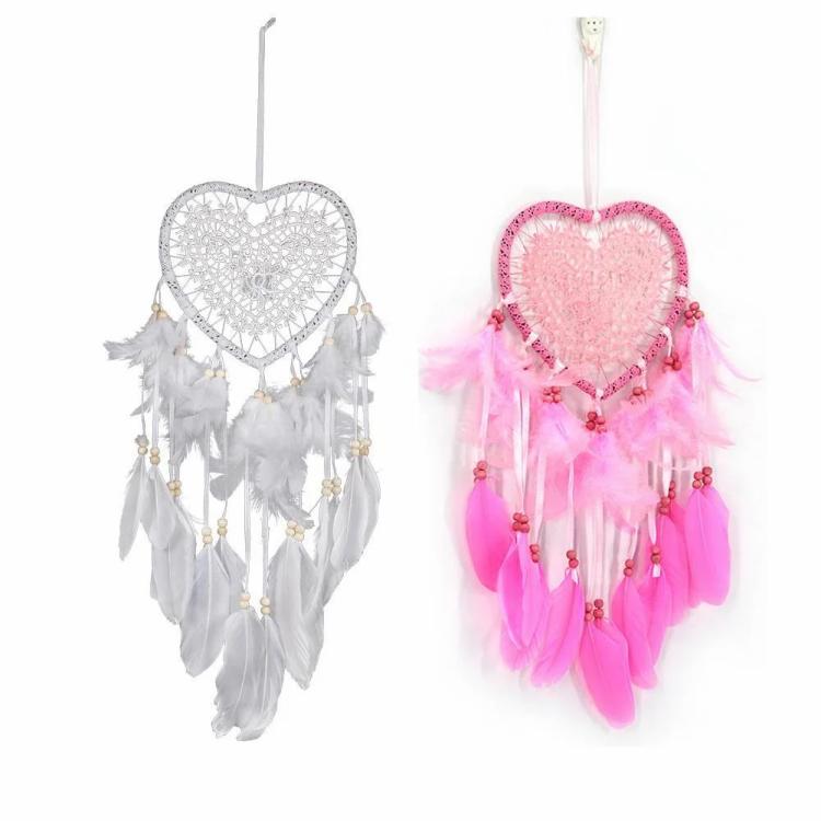 Love Heart Dream Catcher LED Light Feathers Art Wall Hanging Dreamcatcher Decor  |  Crystal Suncatcher