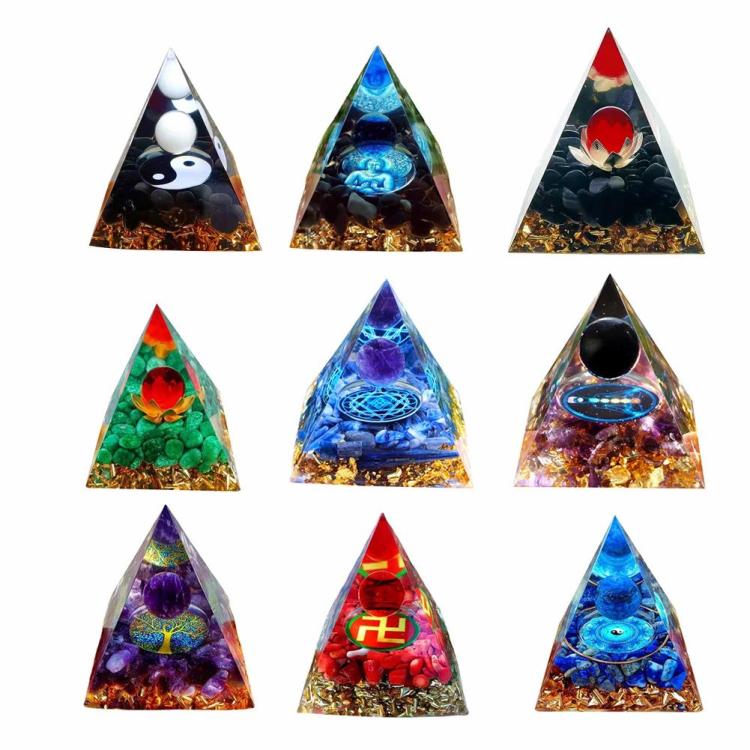 Natural Crystals Pyramid Energy Healing Figurines Ornament  |  Pyramid Crystal Ornaments