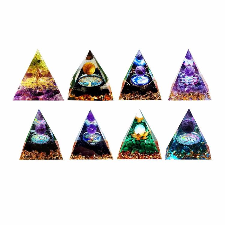 Pyramid Ogan Crystal Energy Tower Nature Reiki Chakra Crushed Stone Jewelry  |  Pyramid Crystal Ornaments