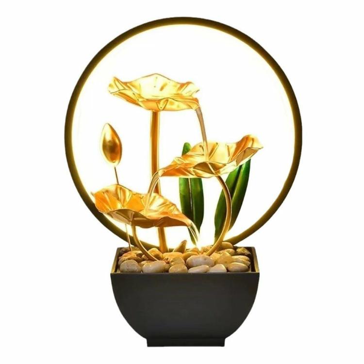 3-Tier Metal Water Circulating Fountain with LED Ring Light Home Desk Decoration  |  Decorations