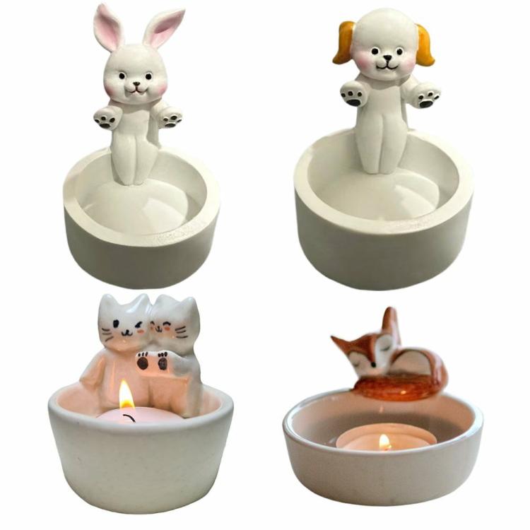 Cat/Dog/Rabbit/Fox Animal Candle Holder Cute Scented Light Holder for Home Decor  |  Decorations