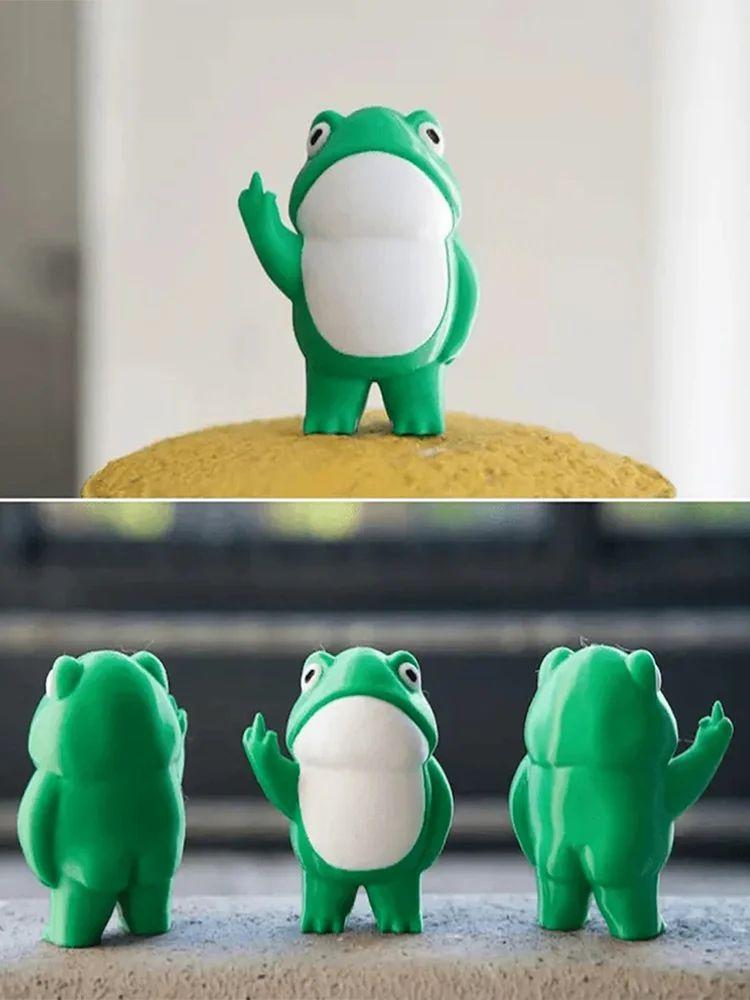 Creative Frog Figurine Craft Cute Standing Frog Waterproof Home Room Table Decor  |  Resin Ornaments